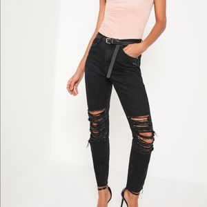 MISSGUIDED Black Riot High Rise Mom Jeans